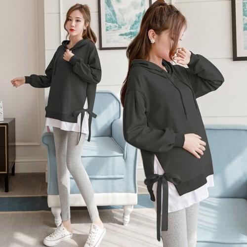 Pregnant Outfits Spring Autumn Clothes Maternity Hoodie Sets Pregnancy Tops Hoodies Sweater Green Black Red Hoody Plus Size