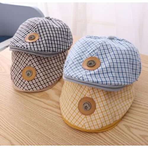 1-3 Years Fashion Plaid Baby Beret Hat Spring Toddler Sun Cap For Boys Girls Hats Children Kids Hip Hop Snapback Cap Casquette