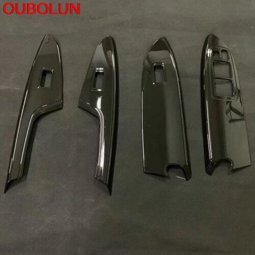 OUBOLUN For Mitsubishi Eclipse Cross 2018 RHD Interior Regulator Armrest Door Window Lifter Switch Button Trim ABS Piano Black
