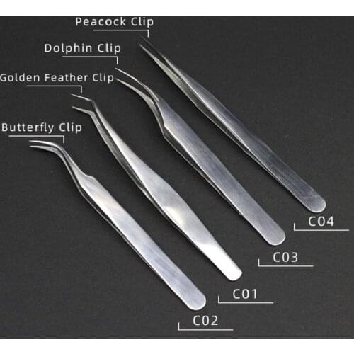 Eyelash Extension Tweezer Profession Bright Tweezers Lash Tweezer Straight Tip Stainless Steel Lash Clip Anti-static Lash Tools