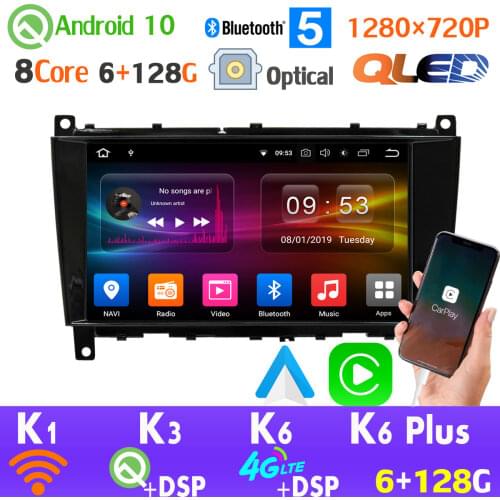 QLED 1280*720P Android 10.0 For Mercedes Benz CLK Class W209 CLK320 CLK350 CLK500 CLS Class W219 GPS Radio Head Unit auto 254mm