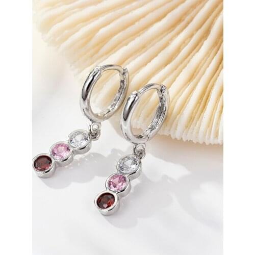 Fashion Sparking Rainbow Zircon Small Hoop Earrings Simple Sweet Colored Earrings Girls Jewerly Gifts 2021 Trends