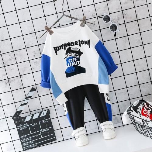 Boys Clothing Fashion Street Long Sleeves Harem pants kids 2pieces Outfit Newborn Children Clothes Character Print
