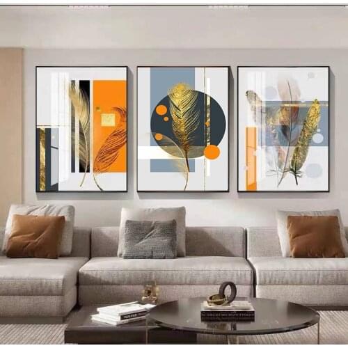 Nordic Geometric Abstract Triple Combination Bedroom Light Luxury Poster Atmosphere Background Wall Decoration Painting Core