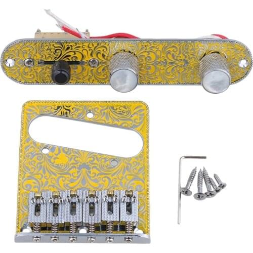 Gold & White Electric Guitar Control Plate 3 Way Knobs Tremolo Bridge