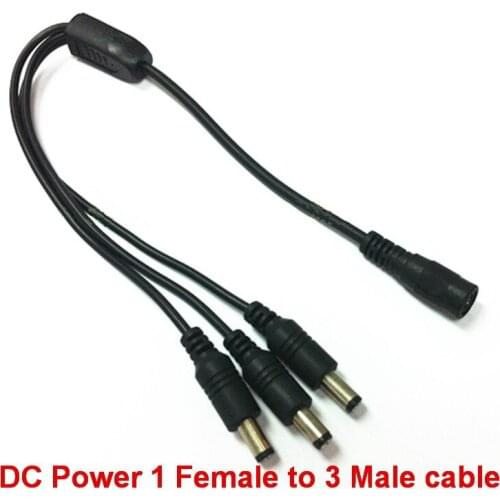 High quality 100pcs DC Power 5.5x2.1mm 1 Female to 3 Male Plug Cable Splitter Adapter for Security CCTV Camera Free shipping