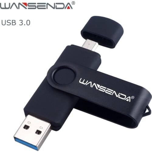 New WANSENDA USB Flash Drive USB 3.0 OTG Pen Drive 16GB 32GB 64GB 128GB 256GB Pendrive 2 in 1 Micro USB Stick Flash Diskj