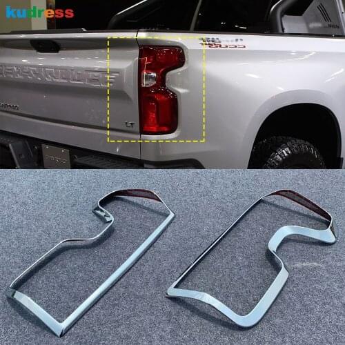 For Chevrolet Silverado 1500 2019 2020 ABS Chrome Rear Tail Light Lamp Cover Trim Frame Backup brake Light Bezel Covers