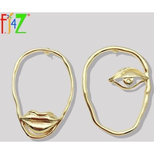 F.J4Z Women Chic Earrings Trendy Funny Alloy Lip Eye Earrings Fashion Female Nova Jewelry for Party