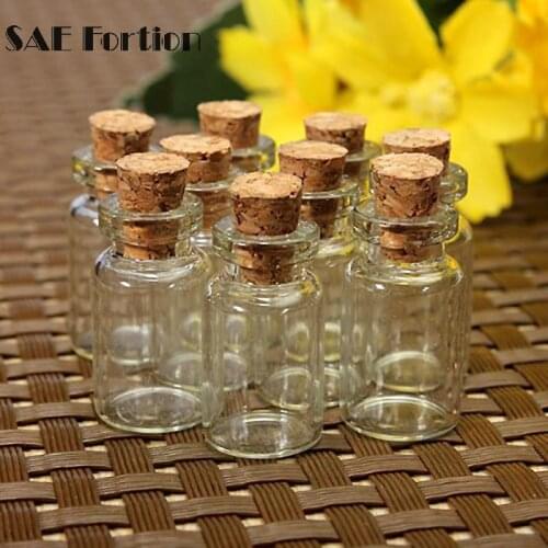 10pcs Small Glass Jars Mason Jar Message Vials Cheap Cork Stopper Bottle DIY Strap Small Glass Storage Bottle 24*12mm ZH210