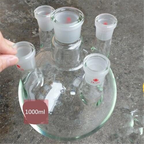 1000ml,24/29*5,5-neck,Round bottom Glass flask,Lab Boiling Flasks,five neck laboratory glassware reactor