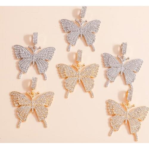 2pcs 48*56mm 2 Color Crystal Large Butterfly Charms for Necklaces Bracelets DIY Animal Pendants Charms Handmade Jewelry Making