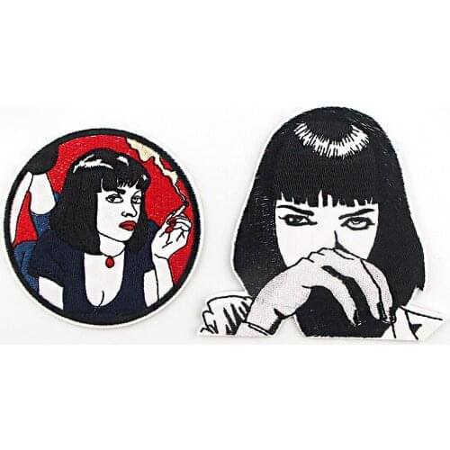 20pcs/lot G1072 Pulp fiction Patch Iron On Patches For Clothing Embroidery Stripe Ironing Stickers Diy Applique Badge Accessory