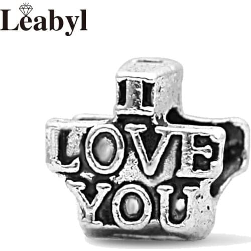4 Pcs/Lot I Love You Charms for DIY Bracelet Bangle Necklace Jewelry Making Vintage Tibetan Silver Bead for Women