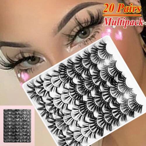 8/20 Pairs Exaggerated Thick Black Lashes 3D Faux Mink False Eyelashes Mixed Dramatic Long Wispy Fluffy Lashes Makeup Extension