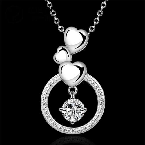 925 Sterling Silver 18 Inch Heart-Shaped Circle Pendant AAA Zircon Necklace For Women Fashion party Wedding Charm Jewelry