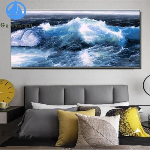 DIY Large Size Diamond Painting Scenic Waves Full Square Round Drill Diamond Embroidery abstract sea Landscape Mosaic Decor Home