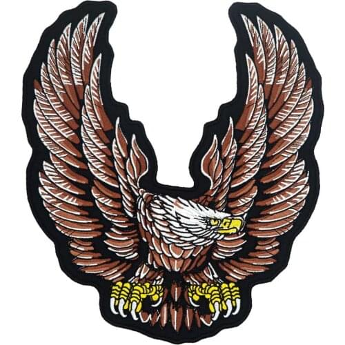 Large soaring eagle motorcycle backing Embroidered Sewing Label punk biker Patches Clothes Stickers Apparel Accessories
