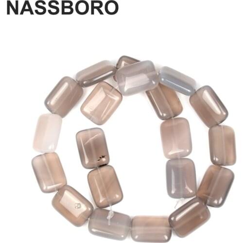 13X18mm Rectangle Natural Gray Agates Stone Beads Charms Loose Spacer Beads For Jewelry Making Diy Bracelet Necklace Handmade