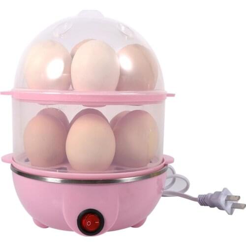 Kitchen Tool 220V Multi-functional Double-Layer Egg Steamer Electric Eggs Cooker Steamer Home Kitchen Use Cookware Yellow Pink
