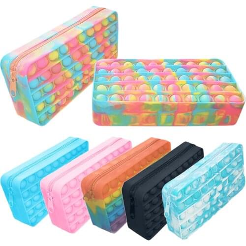 Pop Pencil Case Wallet Keyboard Makeup Bag Fidget Toy Silicon Push Bubble Sensory Popper Poppet Simple for School Office