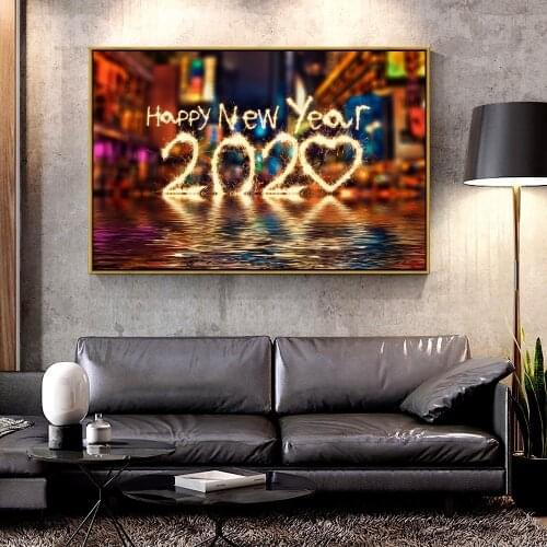 Forbeauty Oil Canvas Painting happy-new-year- For Home Decoration Wall Art