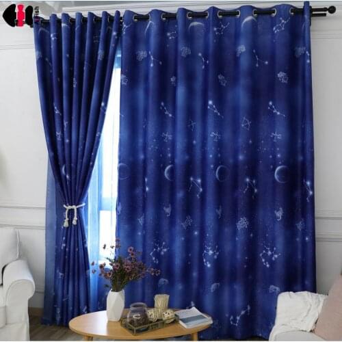 Blue Planet Curtains Blackout Custom Made Cotton Polyester Bedroom Living Room French Window Drapes 2018 Winter WP111C