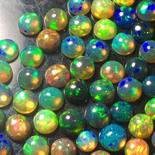 Icnway 1bead Natural AAA Black Opal 6x6mm Half Round Loose Gemstone Inlaid Jewelry Making Bracelet Necklac Earriing