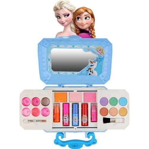 Girls Frozen snow princess elsa anna Beauty Makeup toys with Box Nail polish Eyeshadow Blush Play Makeup Fashion Toys