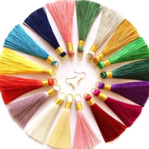 10Pcs 8cm Polyester Silk Tassel Charms Crafts Brush For Earrings Making Sati Tassels Pendant Diy Jewelry Accessories Handmade