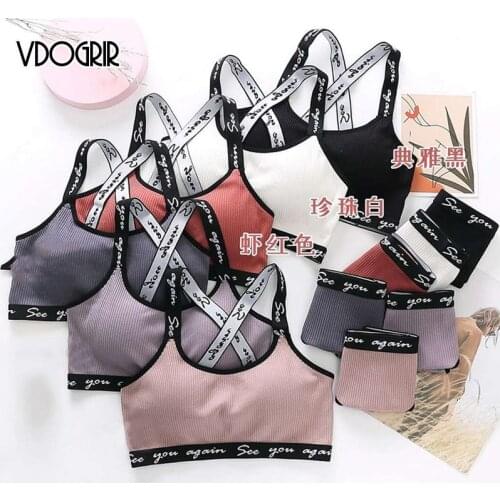 VDOGRIR Womens Wireless Underwear Suit Soft Padded Bras Set Backless Bralette Lingerie Set Cotton Tops Set Low Waist Panties