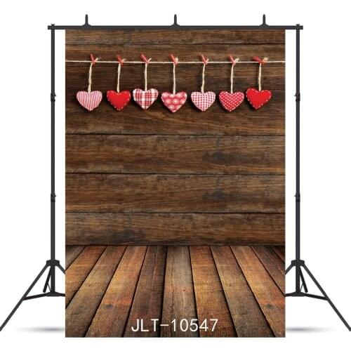 Red Pink Hearts Wooden Floor Vinyl Photography Background For Wedding Party Child Baby Shower Backdrop Photocall Photo Studio