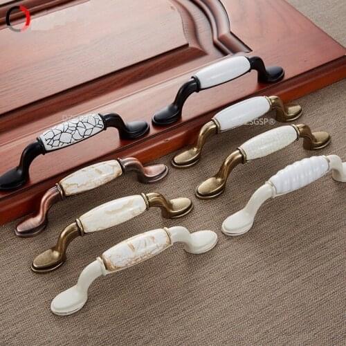 Furniture Closet Pulls Nordic Style Cupboard Drawer Hardwares Flower Ceramic Zinc Alloy Black Bronze Cabinet Kitchen Knob