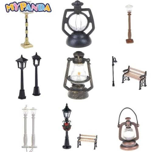 Mini 1:12 Miniature Table Candlestick Retro Kerosene Lamp Doll House Lamps Decor Accessories Dollhouse Furniture Toys