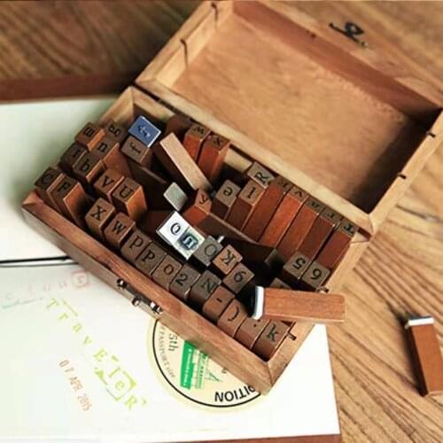 70pcs Diy Number Alphabet Letter Stamps Set With Wooden Box Supplies Vintage Wooden Stamp For Clear Stamps Scrapbooking Material
