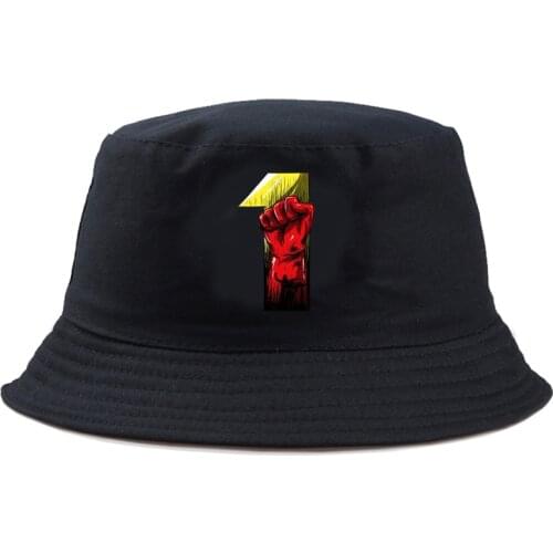 Hot Anime I'm OK Panama Caps One Punch Hero Woman Bucket Hats Summer Men Bob Chapeau Fishing Fisherman Hat