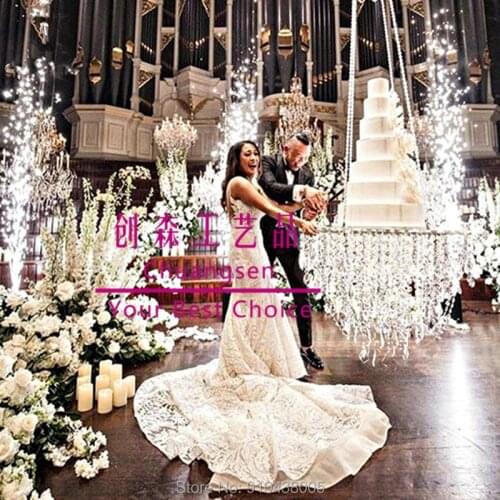 Suspended crystal acrylic hanging cake stand, wedding centerpiece cake holder, bling chandeler cake stand for wedding party