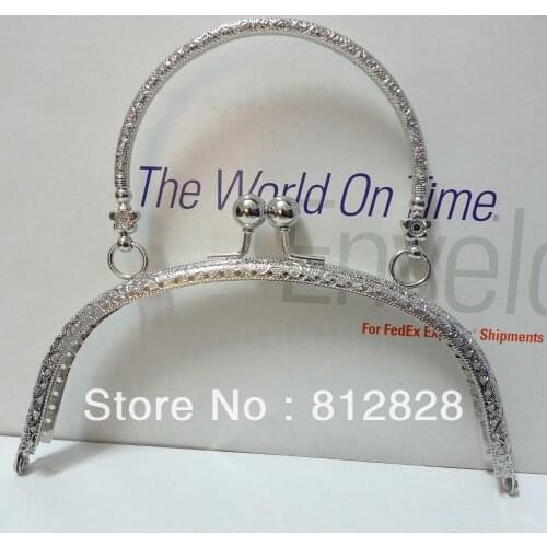 5pcs 16cm Half Rectangle Silver Metal Purse Frame with Sewing Holes