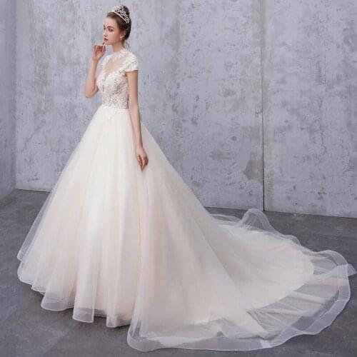 Waiao Cross-Border New Bridal Wedding Dress With French Stand-Up Collar Luxury Trailing Lace Theme Wedding Dress Can Be Customiz