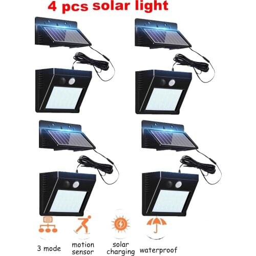 30 LED Solar Lamp Human Body Induction Wall Light Dimmable Outdoor Garden Yard Path Lamp with Remote Controloptional seperable p