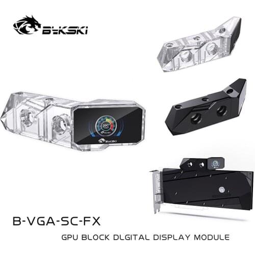 Bykski B-VGA-SC-FX,Vertical Mount GPU Water Block Thermometer,Graphic Cards Digital Display Thermometer + LCD Screen Monitor