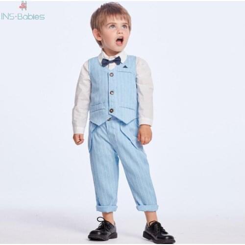 Spring Newborn Baby Boy Clothes autumn Gentleman Sets For boys 3pcs shirt+vest+pants Baby Boy Birthday party clothing infants