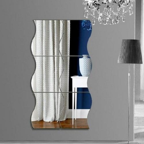 6 Pcs Mirror Wall Sticker Modern 3D Acrylic Wallpaper Geometric DIY For Kids Room Living Room Bathroom Decorative Home Decor New