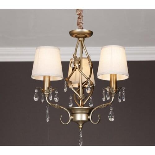 American style iron crystal pendant light European style garden dining room lamp study light bedroom pendant lamp ya8120