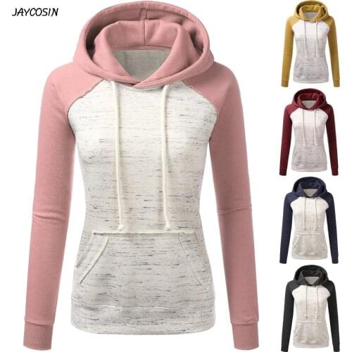 JAYCOSIN Patchwork Hoodies Sweatshirts Women Casual Pullover Tops Jumper Autumn Winter Hooded Sweatshirt Female Hoodie Sudadera