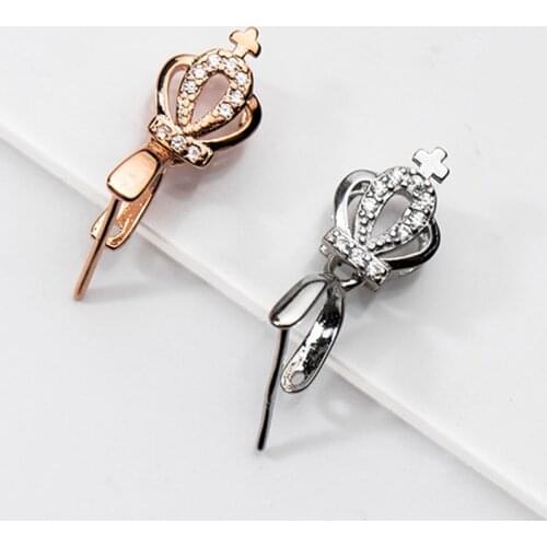 925 Sterling Silver Crown Design Women Pendant Clasps Handmade Necklace Charm Connector Clip Buckle DIY Jewelry Accessories