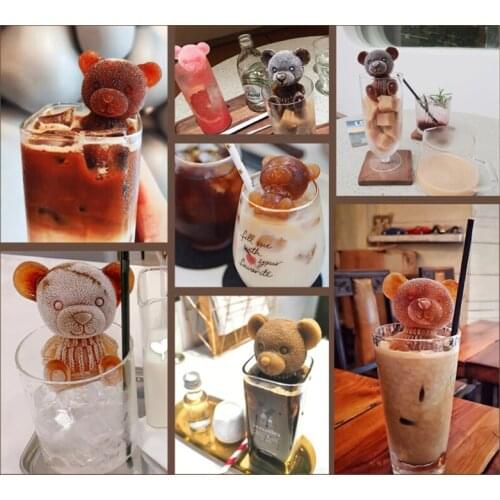 1pc 3D Ice Cube Mold Silicone Cake Mould Bear Fondant Cake Topper Chocolate Icing Mould