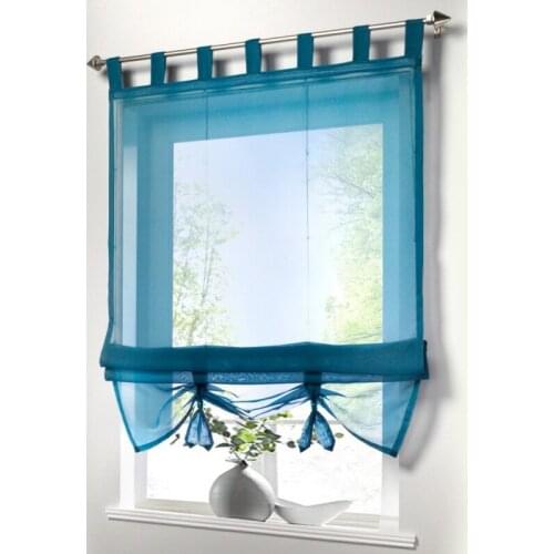 1Piece Sling Solid Color Roman Lift Kitchen Cafe Half Curtain for Window Door Home Decoration