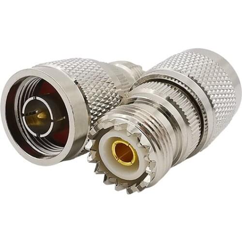 1PCS UHF Female SO-239 SO239 Jack to N Male Plug Center RF Coaxial Coax Adapter Straight Nickel Plated Brass Antenna Connector