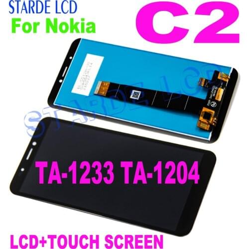 100% Tested NEW 5.7'' LCD For Nokia C2 TA-1233 TA-1204 LCD Display Touch Screen Digiziter Assembly Glass Sensor Phone Panel